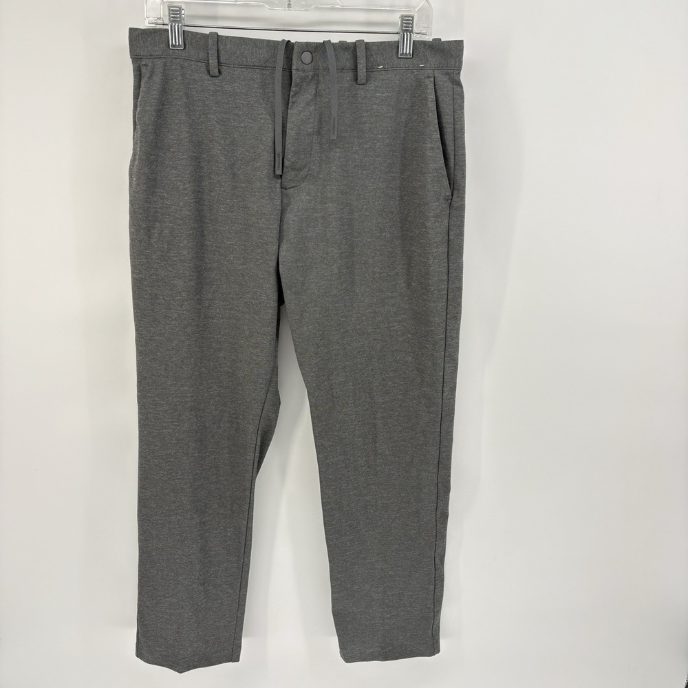 Uniqlo Smart Ankle Pants Mens Medium 32X28 Gray Stretch Tech Drawstring Travel